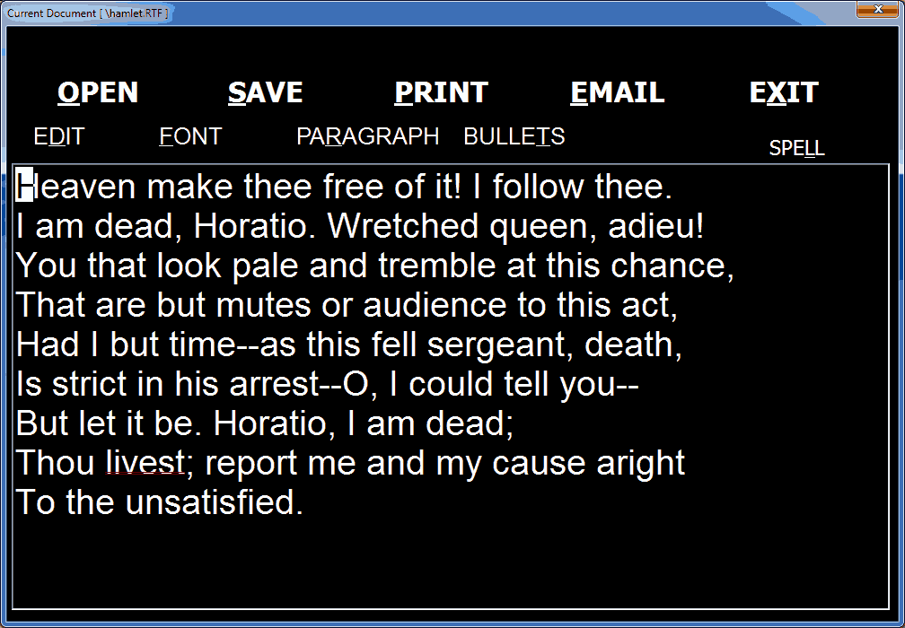 WORD Main Page showing format and text